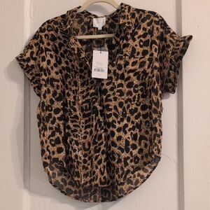 NWT Sundays Bruno Cheetah Print Shirt Medium — Luxe Cotton Gauze Button Down